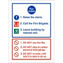 Fire Action Sign 150 x 200mm