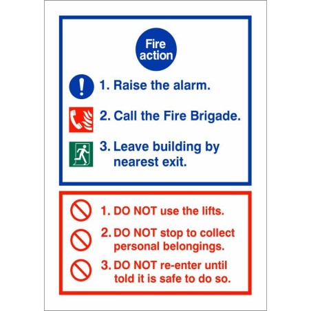 Fire Action Sign 150 x 200mm