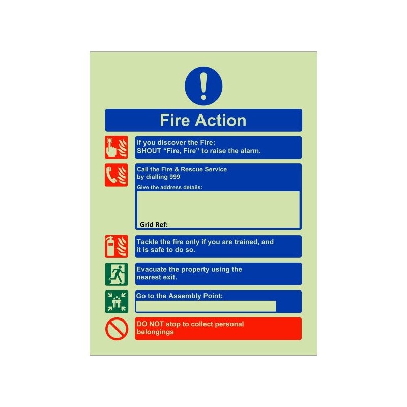 Glow In The Dark Holiday Lets Fire Action Notice Sign