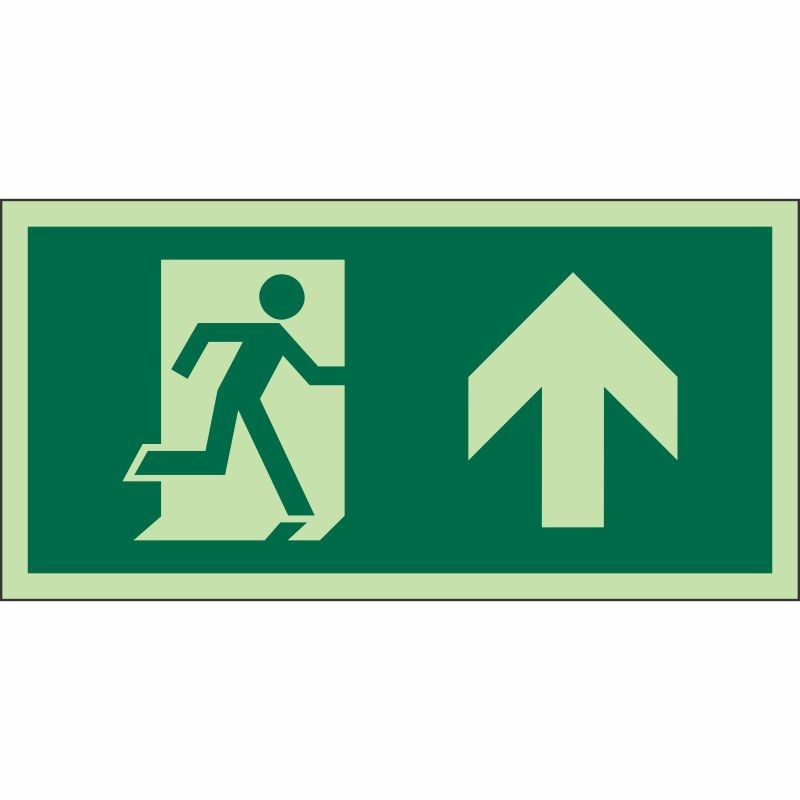 ISO Glow in the Dark Fire Exit Arrow Up Sign