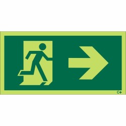 ISO Glow in the Dark Fire Exit Arrow Right Sign