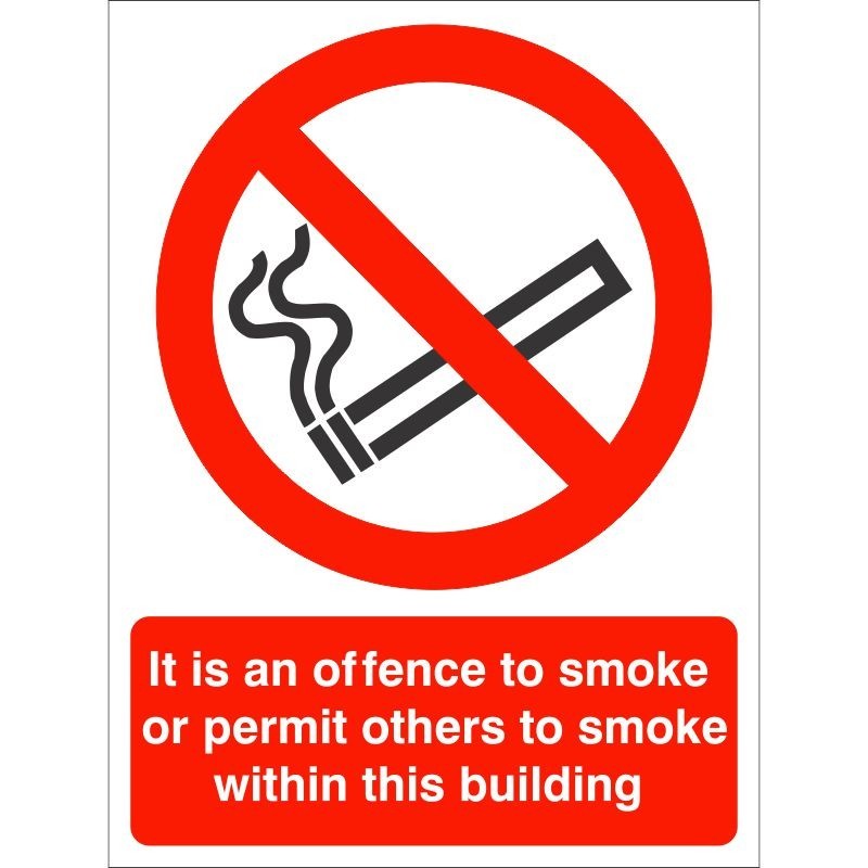 It Is An Offence To Smoke Or Permit Others To Smoke In This Building Sign