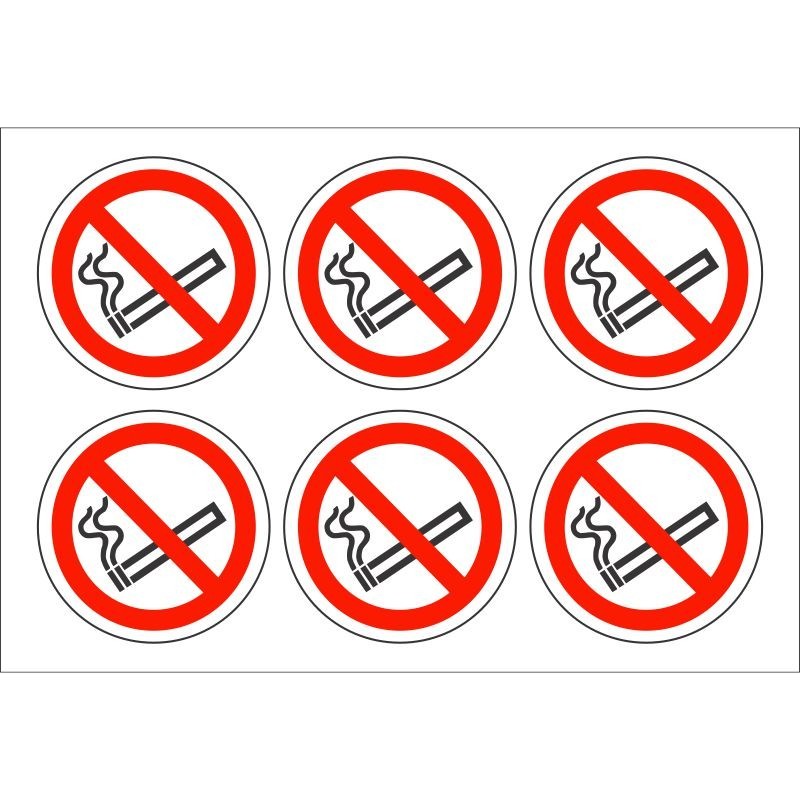 6 Self Adhesive No Smoking Symbols