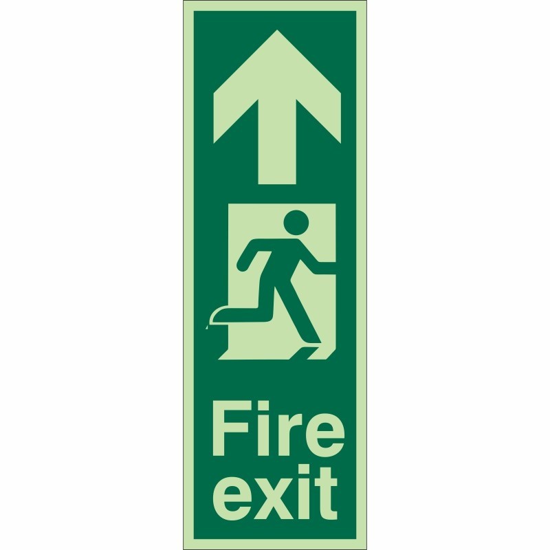 Portrait Glow In Dark Fire Exit Arrow Up Sign