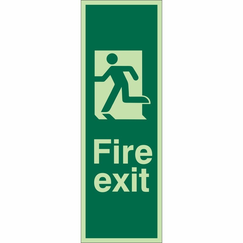 Portrait Glow In Dark Fire Exit Running Man Left Sign