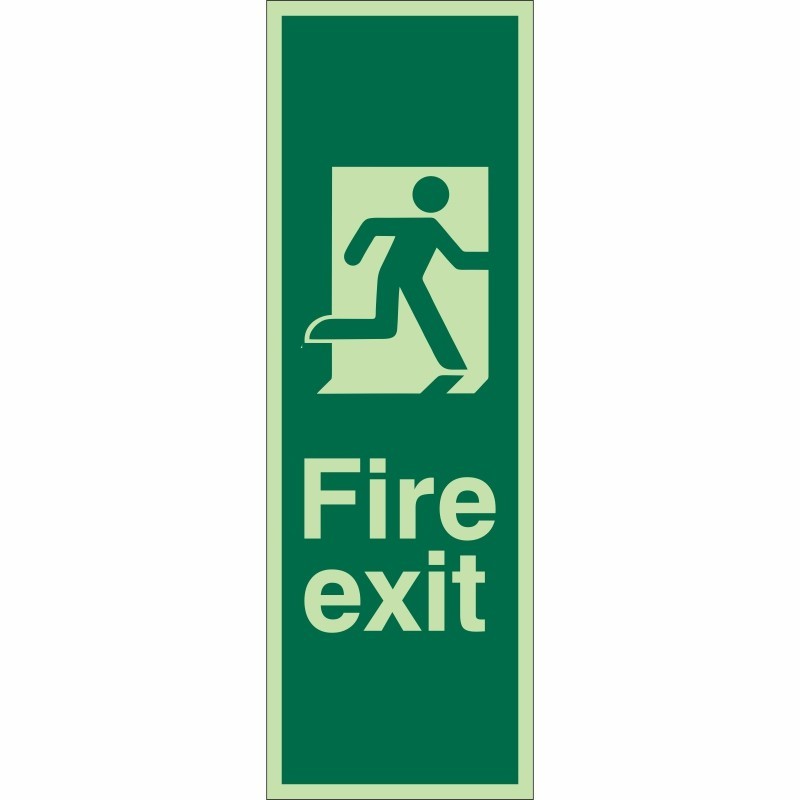 Portrait Glow In Dark Fire Exit Running Man Right Sign