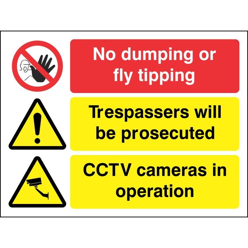 No Dumping Or Fly Tipping 3-Point Prosecution Sign