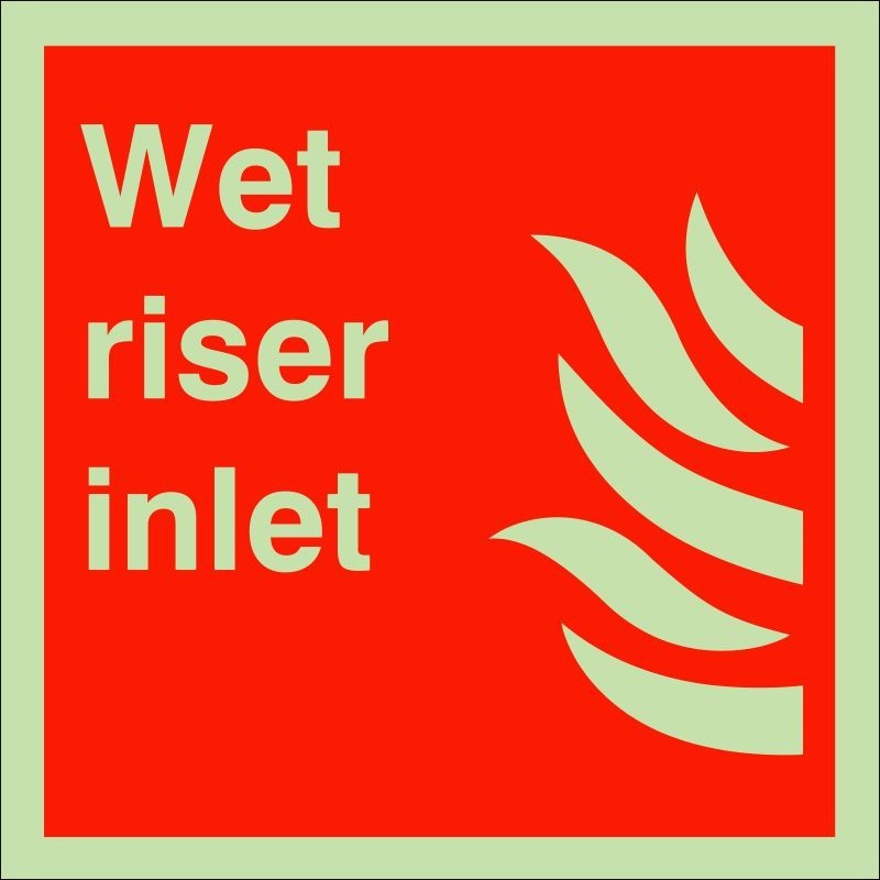 Wet Riser Inlet Glow In The Dark Sign