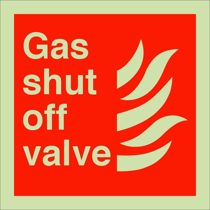 Gas Shut Off Valve Glow In The Dark Sign