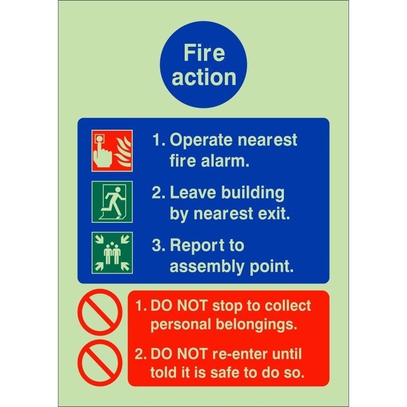 copy of Photoluminescent Fire Action Sign