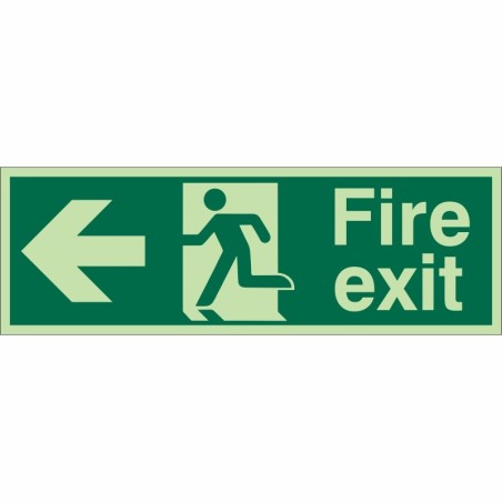 Glow in the Dark Fire Exit Left Sign