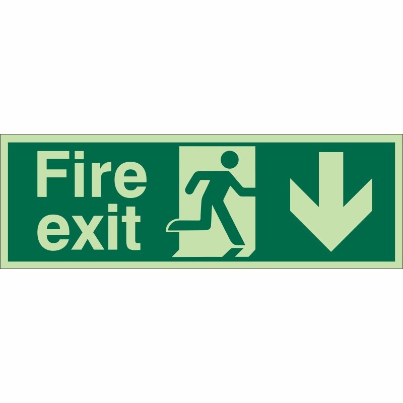 Glow in the Dark Fire Exit Down Sign