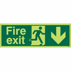 Glow in the Dark Fire Exit Down Sign