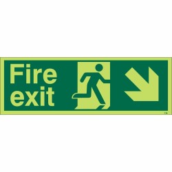 Photoluminescent Fire Exit Arrow Down Right Sign