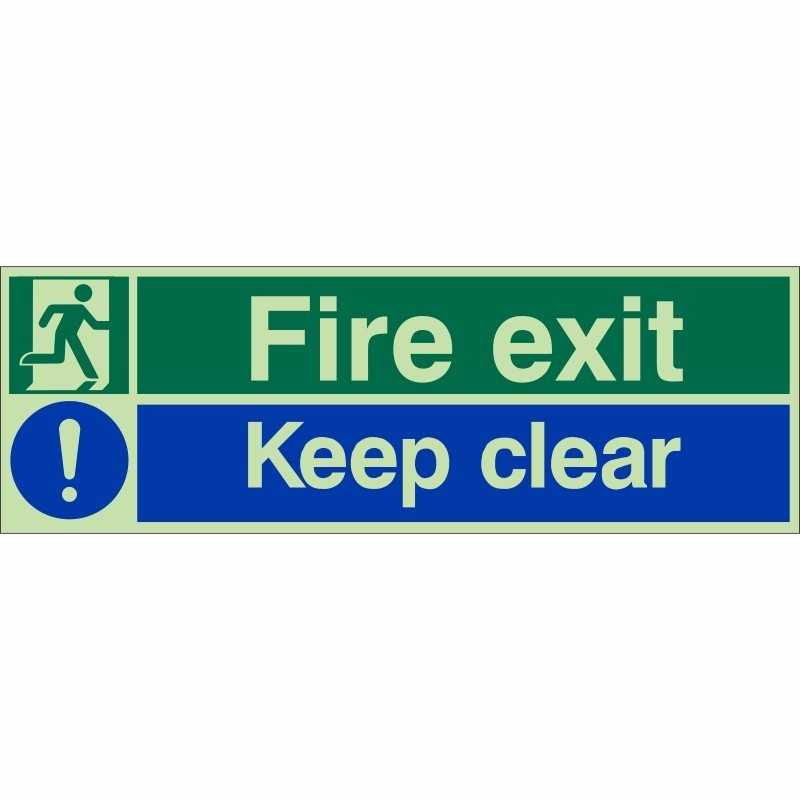 Glow in the Dark Fire Exit Keep Clear Sign