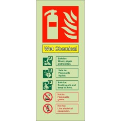 Photoluminescent Wet Chemical Fire Exinguisher Identificaion Sign