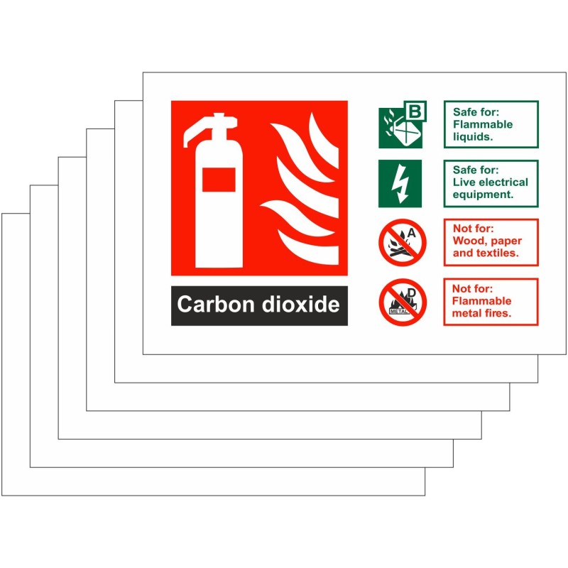 6-Pack Carbon Dioxide Fire Identification Signs