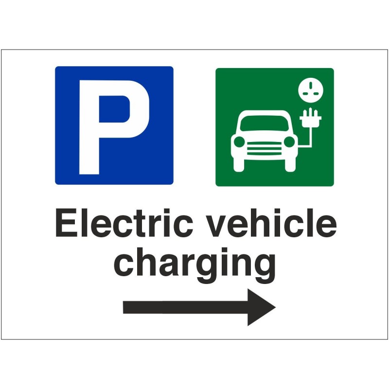 Electric Vehicle Charging (Arrow Right) Sign