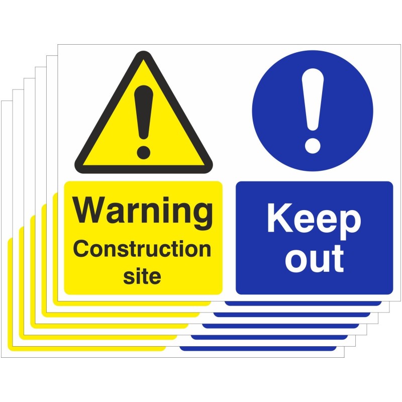 Pack of 6 Warning Construction Site Keep Out Signs