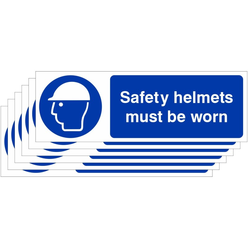 Pack of 6 Safety Helmets Must Be Worn Signs