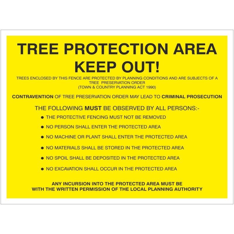 Tree Protection Area Keep Out Sign