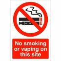 No Smoking Or Vaping On This Site Sign