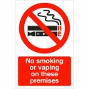 No Smoking Or Vaping On These Premises Sign