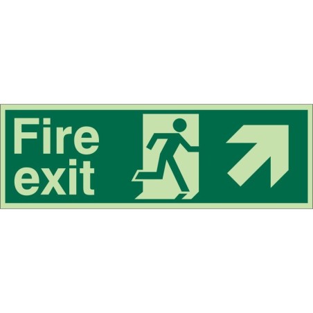 Photoluminescent Fire Exit Arrow Up Right Sign