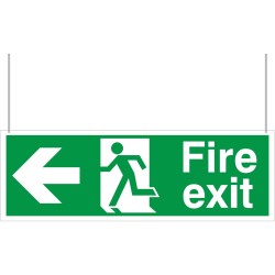 Fire Exit Left/Right Arrows Double Sided Hanging Sign