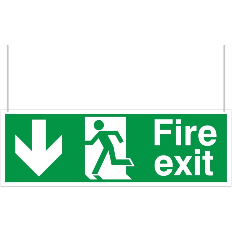 Fire Exit Down Arrow Double Sided Hanging Sign