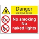 Danger Explosive Gases No Smoking No Naked Lights Multi Message Sign