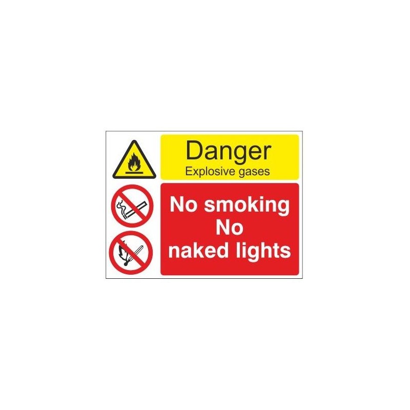 Danger Explosive Gases No Smoking No Naked Lights Multi Message Sign