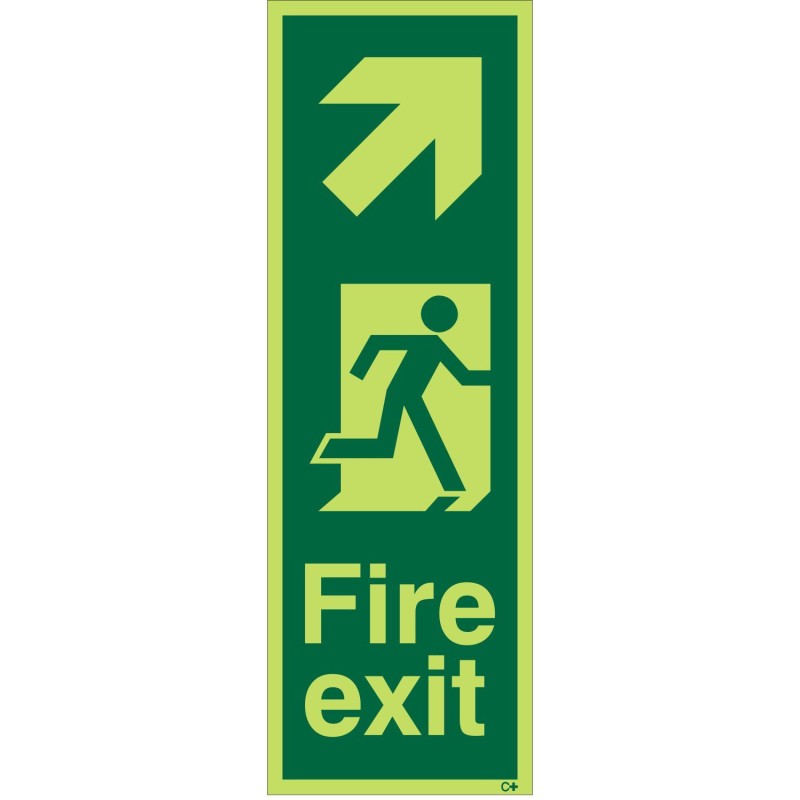 Portrait Glow In Dark Fire Exit Arrow Up Right Sign