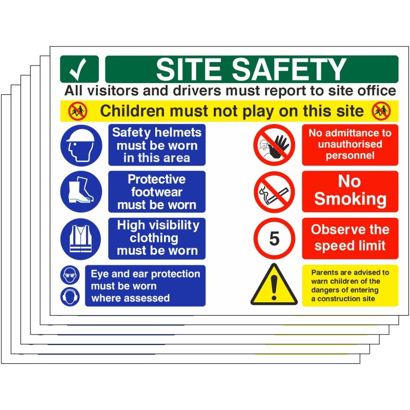 Pack of 6 Site Safety Signs - Children Must Not Play