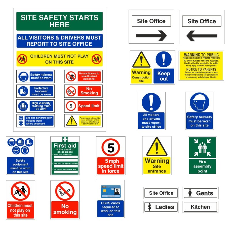 Pack of 50 Construction Site Safety Signs