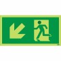 Glow in the Dark Fire Exit Symbol Only With Arrow Down Left Sign