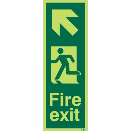 Photoluminescent Fire Exit Arrow Down Left Sign