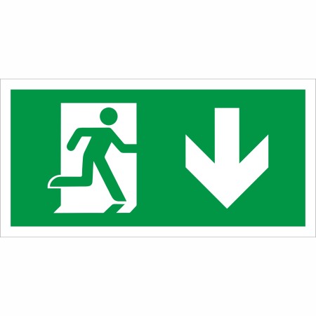 Fire Exit Symbol Only With Arrow Down Sign