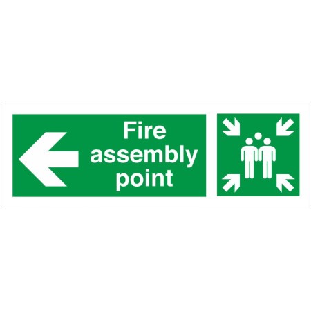 Fire Assembly Point Sign With Left Arrow