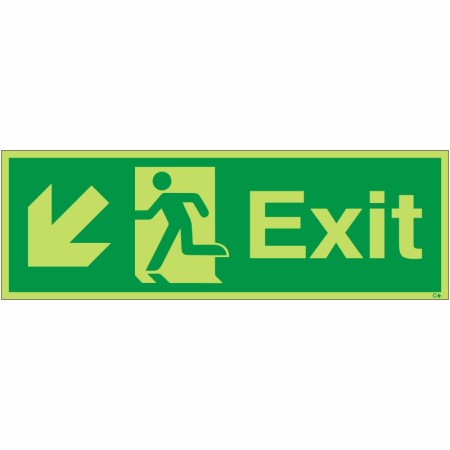 copy of Photoluminescent Exit Arrow  Down Right Sign