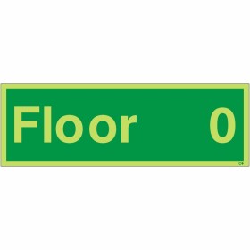 Glow in the dark Floor 0 floor identification safety sign