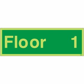 Glow in the dark Floor 1 floor identification sign