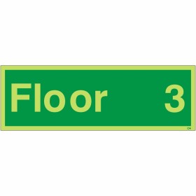 Glow in the dark Floor 3 floor identification sign