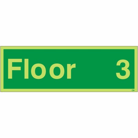Glow in the dark Floor 3 floor identification sign