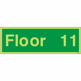 Glow In The Dark Floor 11 Floor Identification Sign | Safety Signs UK