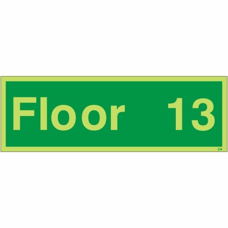 Glow In The Dark Floor 13 Sign | Safety Signs UK