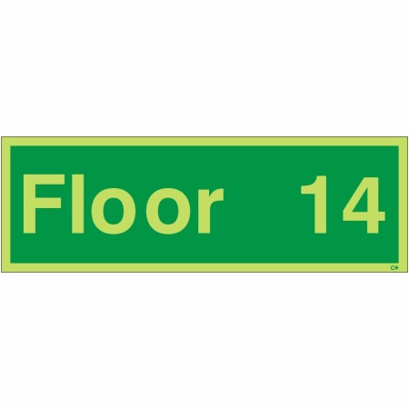 Glow in the Dark Floor 14 Level Sign | Safety Signs UK