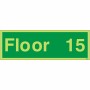 Glow in the dark Floor 15 floor identification sign