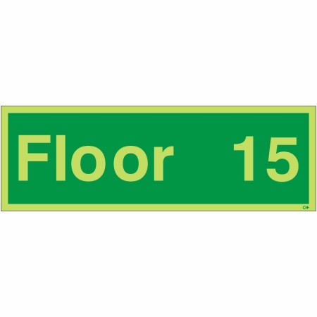 Glow in the dark Floor 15 floor identification sign