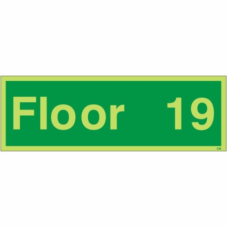 Floor 19 Glow in the Dark ID Sign | Safety Signs UK